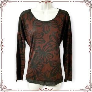 Simply Vera M Burgundy and Black Long Sleeve Top